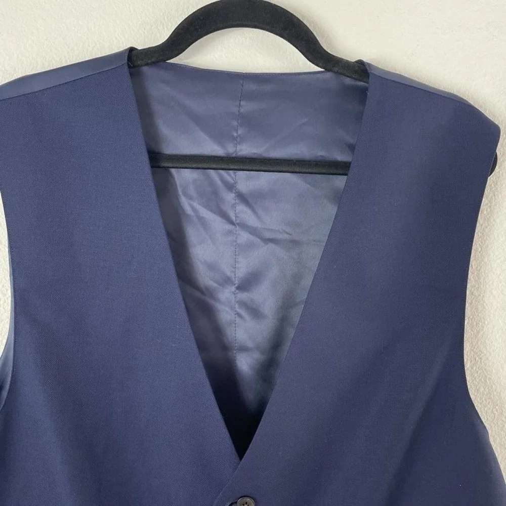 Peter‎ Millar Suit Vest Mens 50 Tall Blue Wool Belted Formal Business Waistcoat